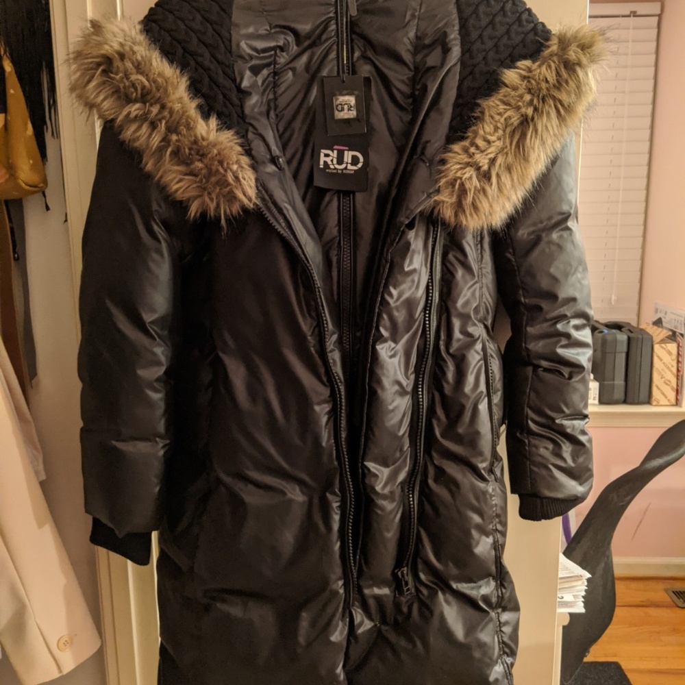 Rud by Rudsak Black Fur Trimmed Coat